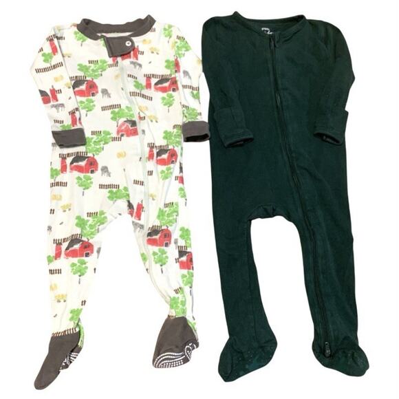 Burt’s Bees Baby And Fawn & Foster Organic Cotton Footie Pajamas 3-6 Months - Picture 1 of 10